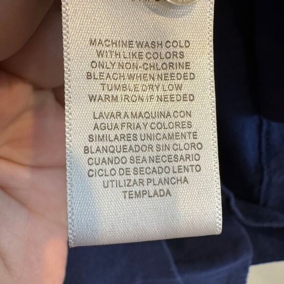 The Classic La Tigre Mini Dress Blue Button Flap Pockets Roll Tab Sleeve Sz M - Picture 4 of 5